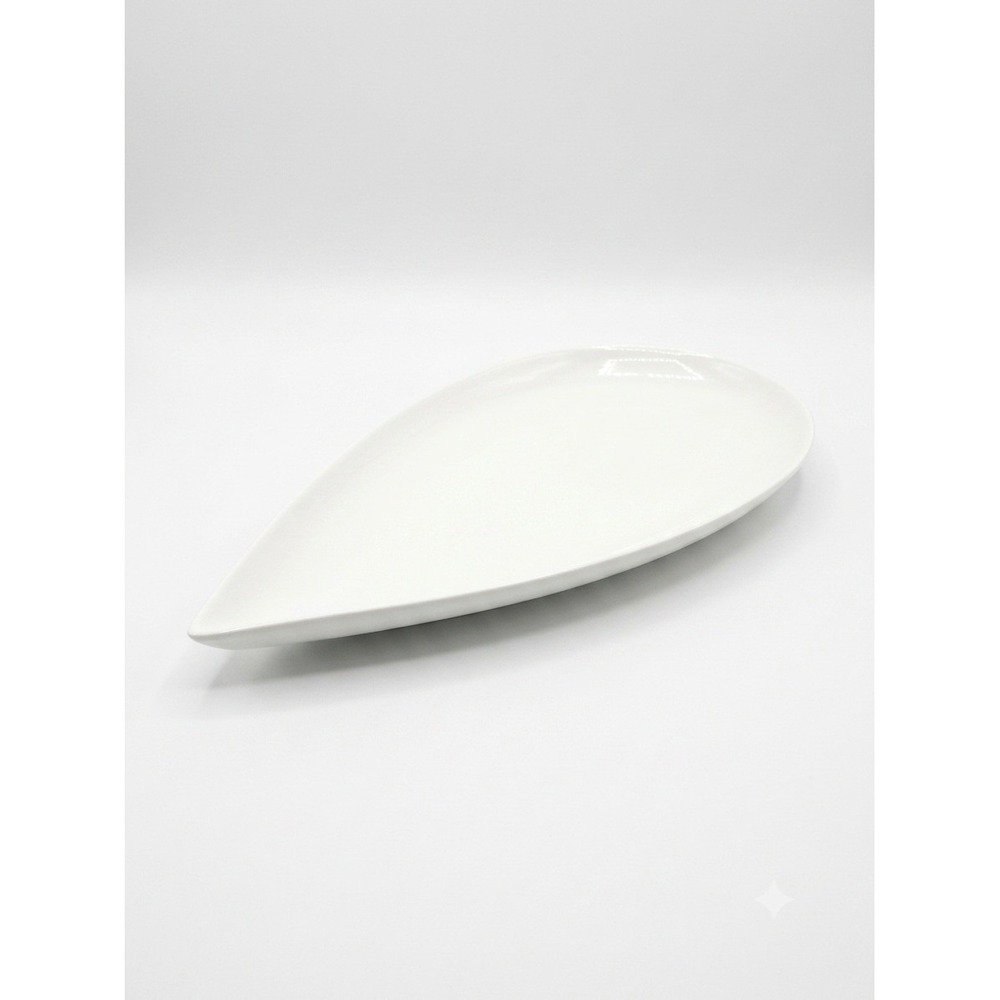 Fortessa Bone China White Teardrop Serving Platter Asymmetrical Plate 13.5 Inch‎
